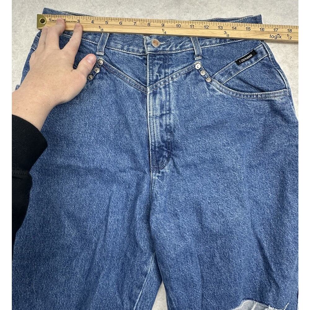 Vintage Rockies Jean Womens 15 16 High Rise Blue Denim Pant Bareback Distressed - Picture 5 of 12
